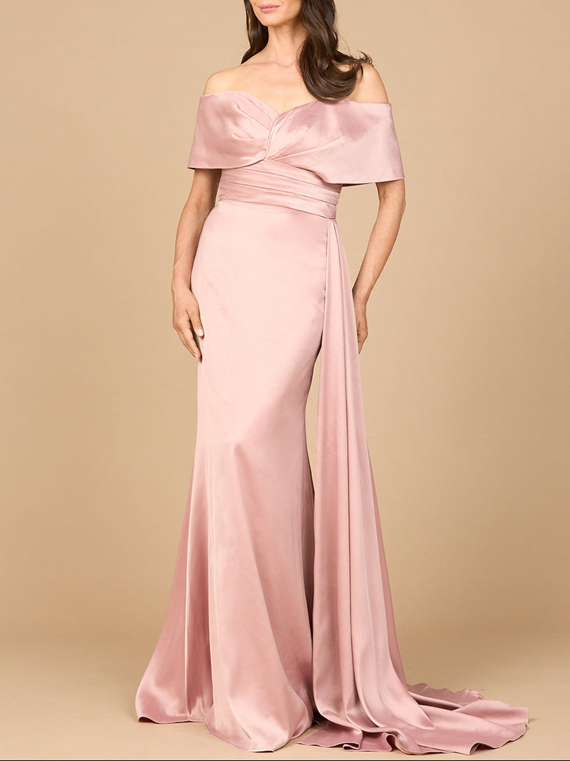 Off Shoulder Satin Dress by Lara New York