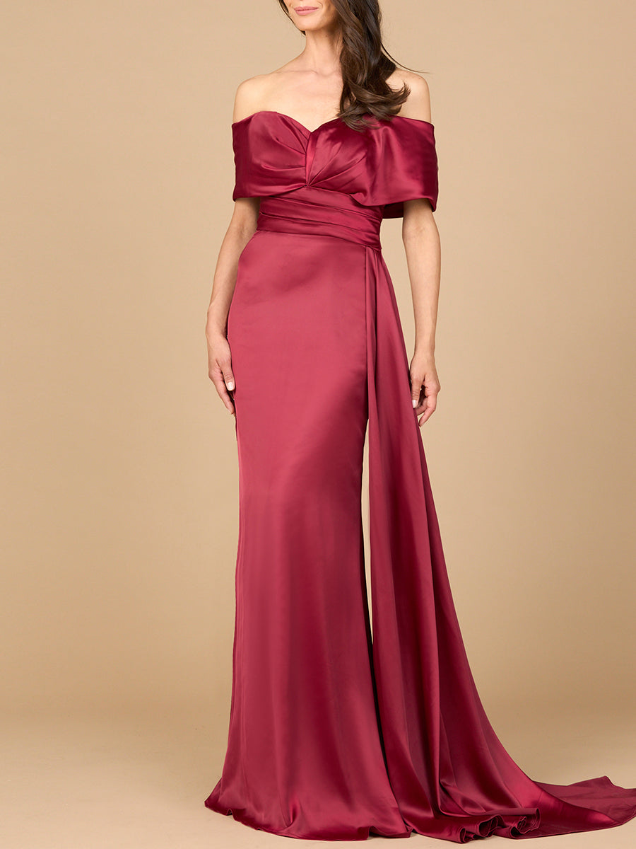 Off Shoulder Satin Dress by Lara New York