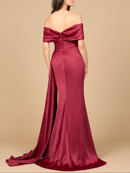 Off Shoulder Satin Dress by Lara New York
