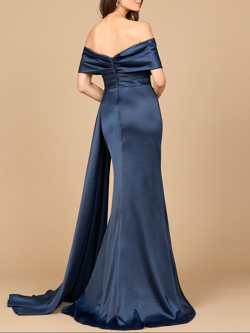 Off Shoulder Satin Dress by Lara New York