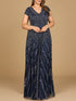 Cap Sleeve Beaded A-Line Gown by Lara New York
