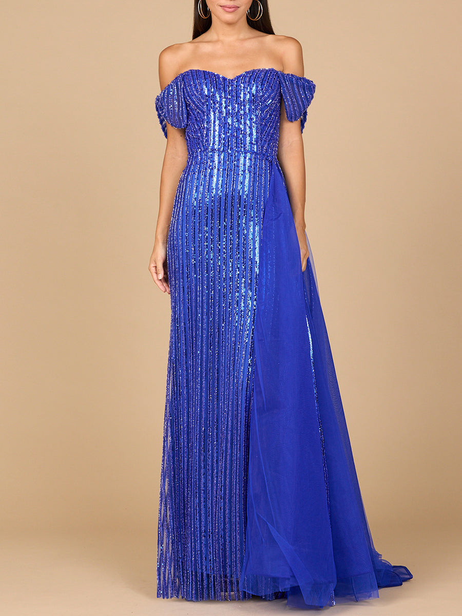 Off Shoulder Fitted Gown by Lara New York
