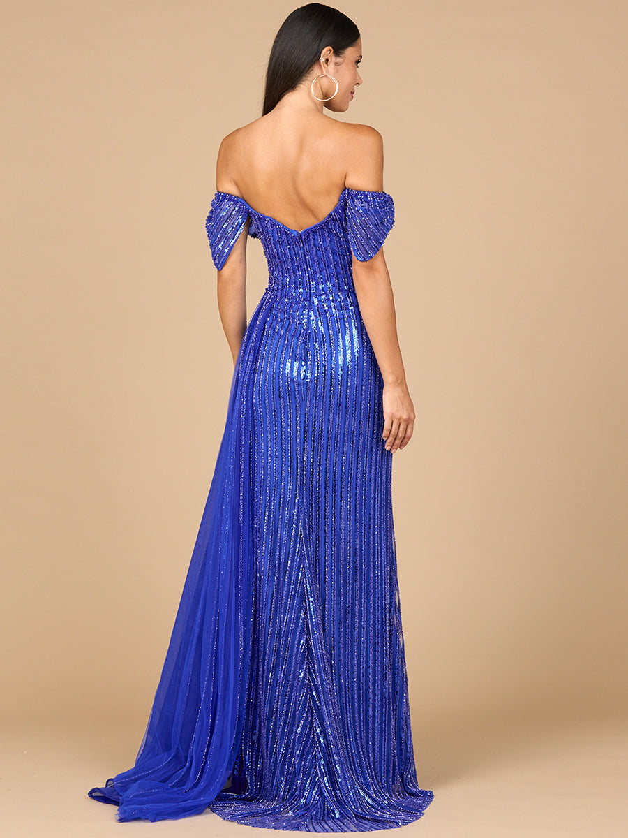 Off Shoulder Fitted Gown by Lara New York