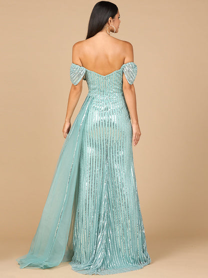 Off Shoulder Fitted Gown by Lara New York