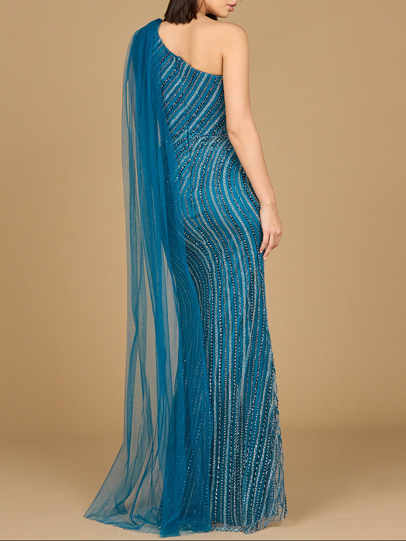 One Shoulder Fitted Gown by Lara New York