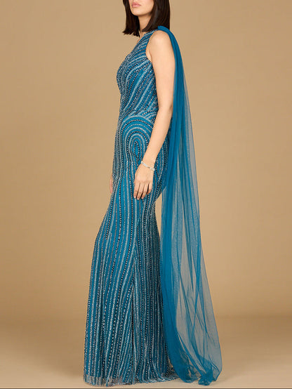 One Shoulder Fitted Gown by Lara New York
