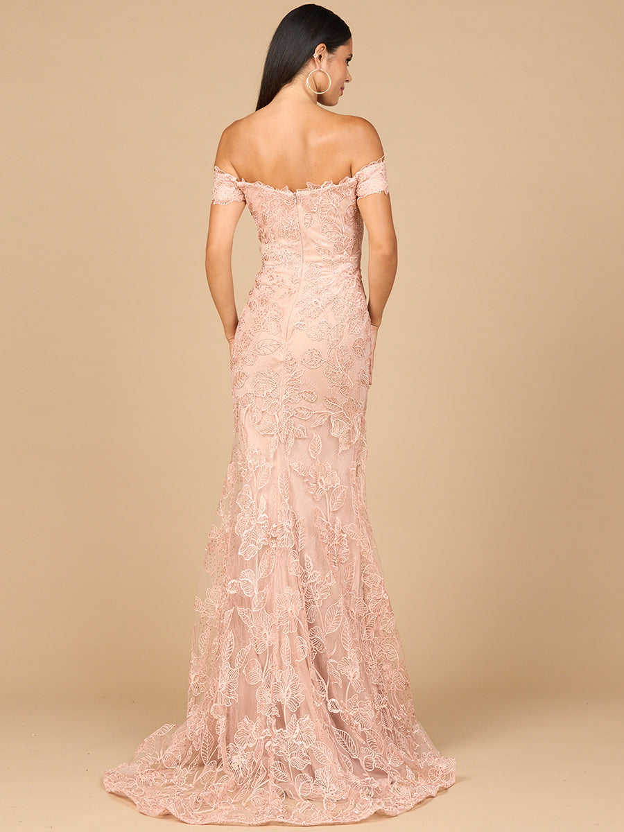 Off Shoulder Lace Mermaid Gown by Lara New York