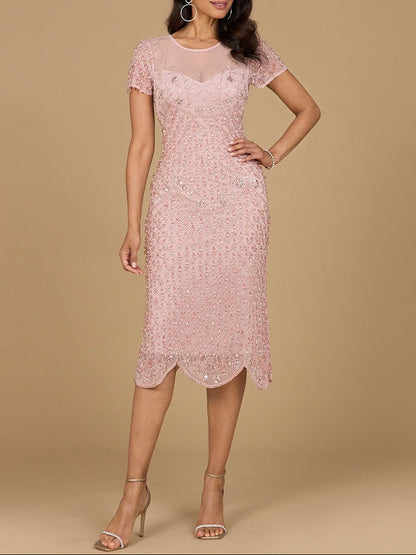 Beaded Midi Dress with Cap Sleeves by Lara New York