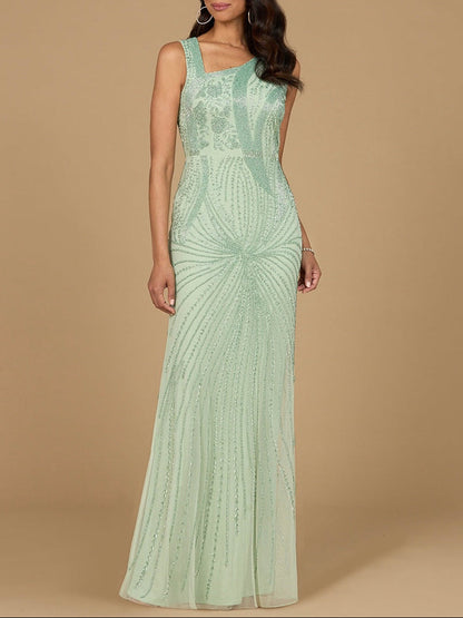 Asymmetrical, Beaded Gown by Lara New York