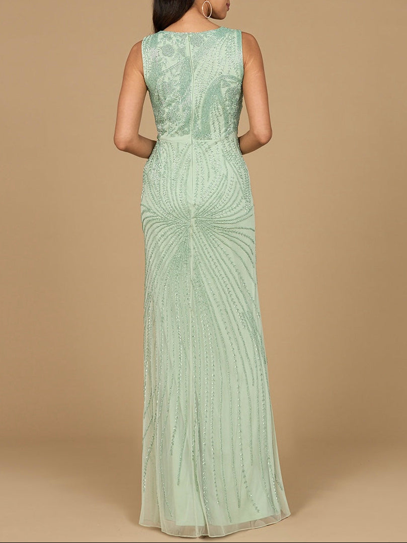 Asymmetrical, Beaded Gown by Lara New York