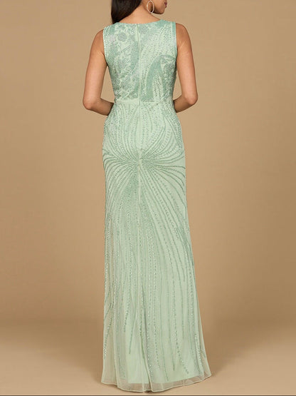Asymmetrical, Beaded Gown by Lara New York