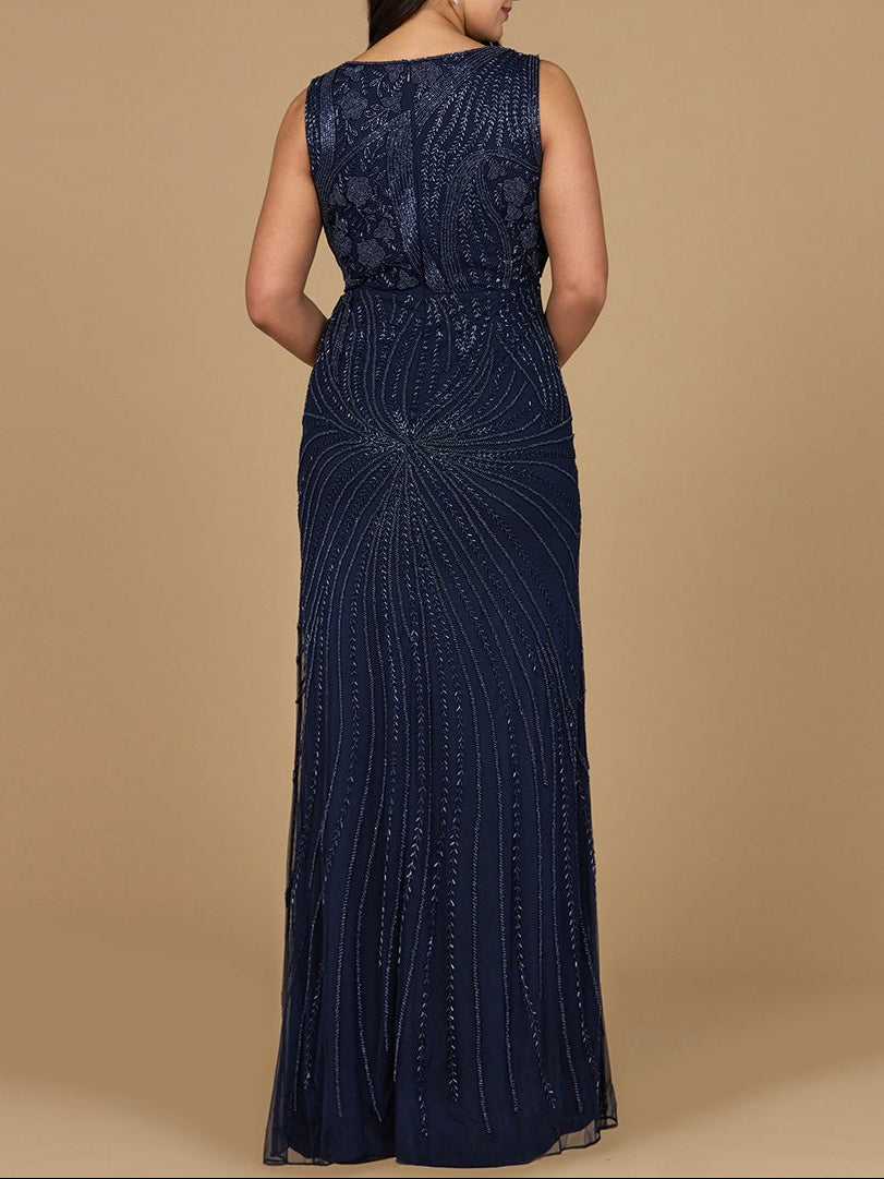 Asymmetrical, Beaded Gown by Lara New York