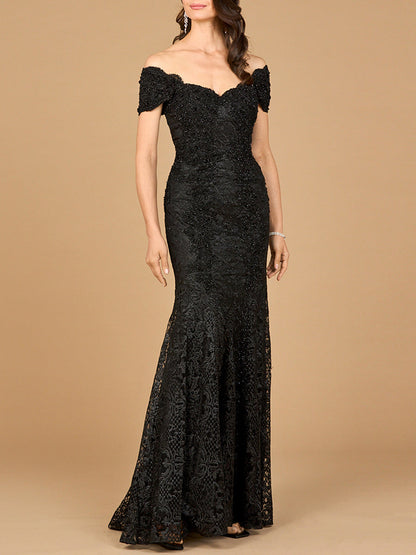 Fitted Lace Mermaid Gown by Lara New York