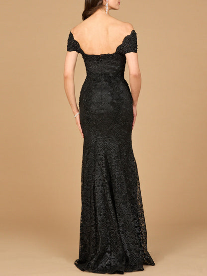 Fitted Lace Mermaid Gown by Lara New York