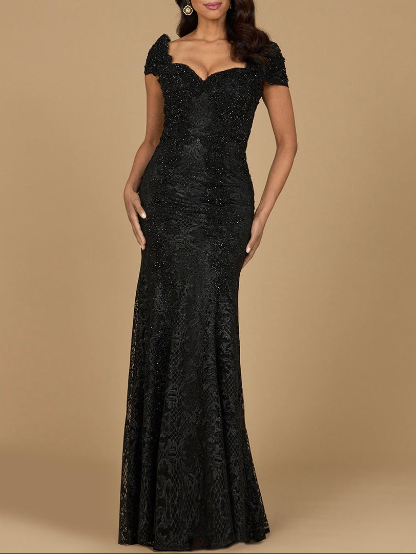 Fitted Lace Mermaid Gown by Lara New York