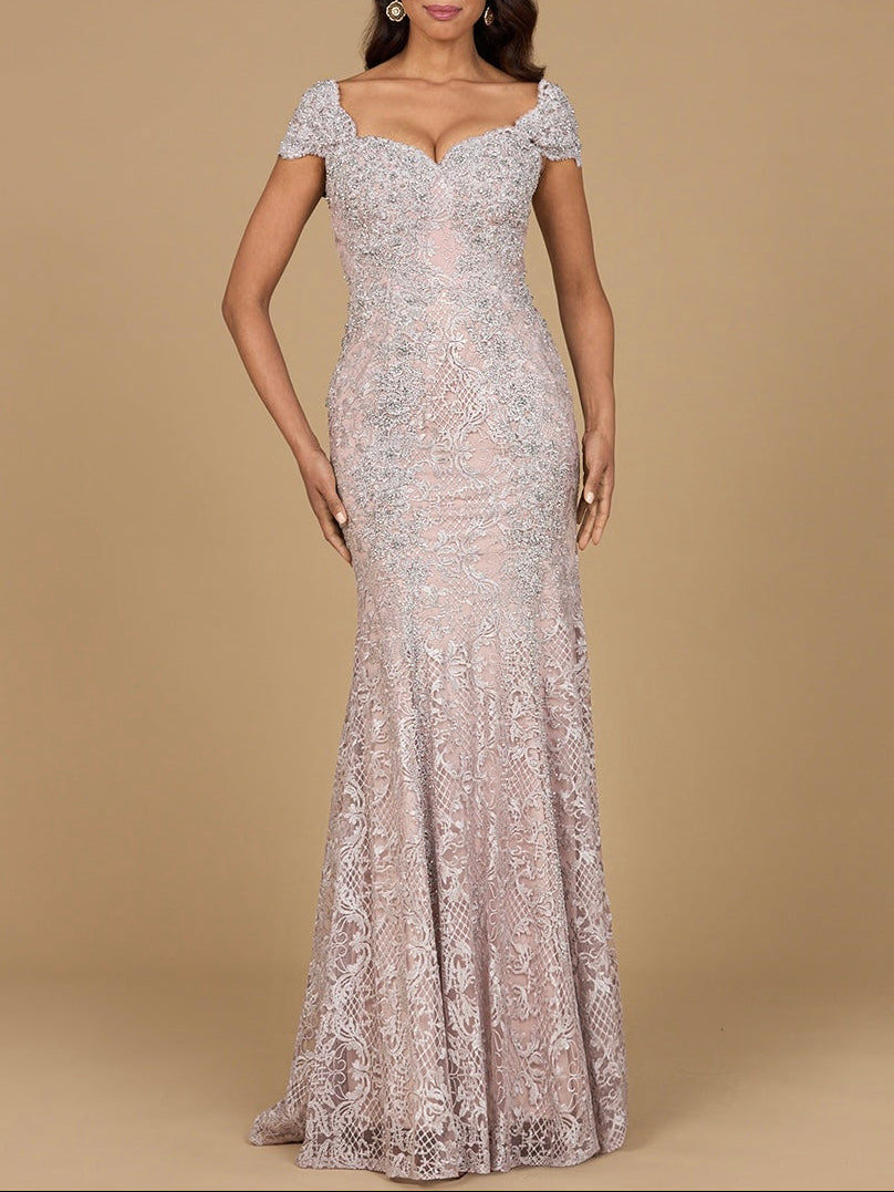 Fitted Lace Mermaid Gown by Lara New York