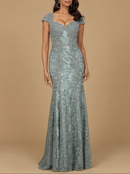 Fitted Lace Mermaid Gown by Lara New York