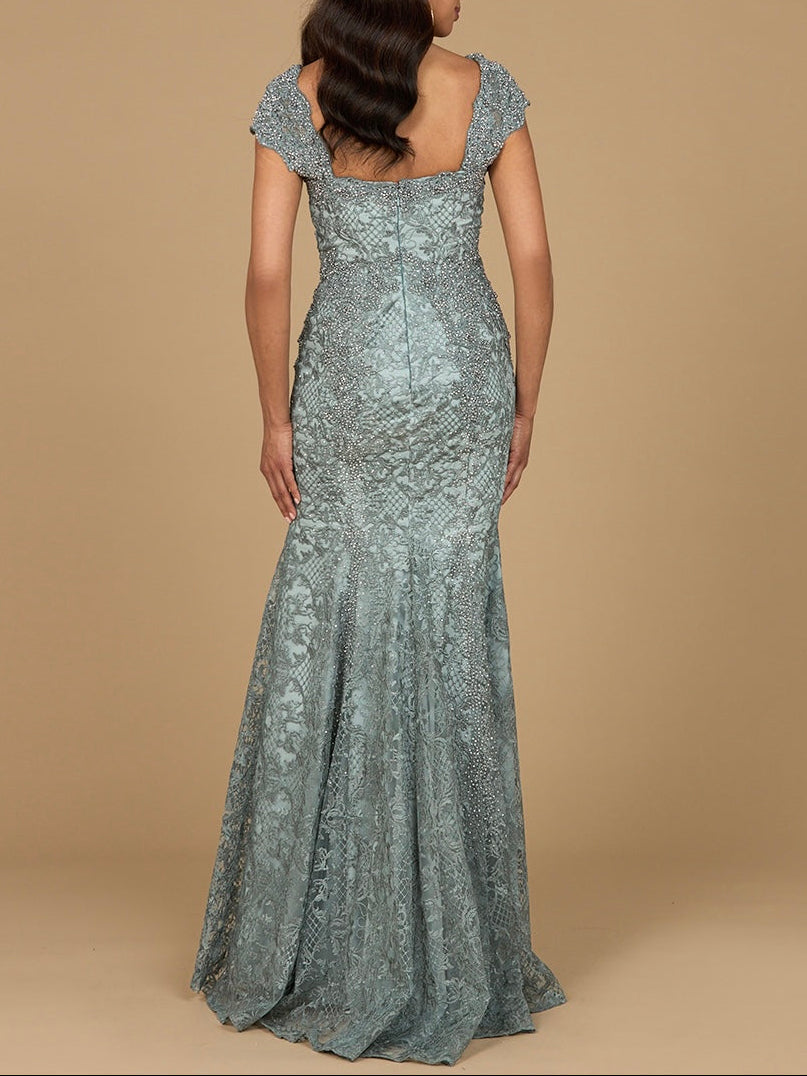 Fitted Lace Mermaid Gown by Lara New York