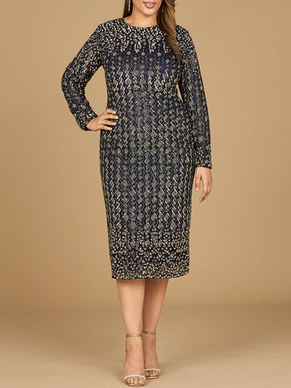 Beaded Midi Dress with Long Sleeves by Lara New York