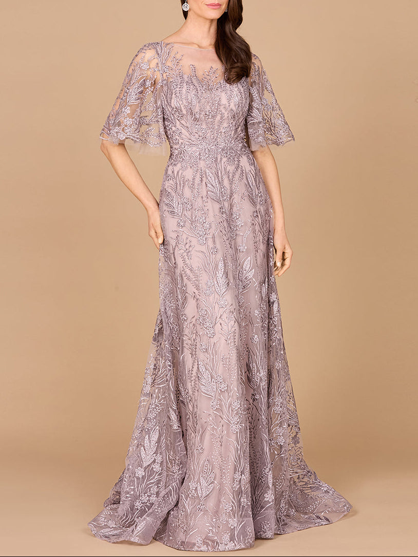 Modest, Cape Sleeve A-line Gown by Lara New York