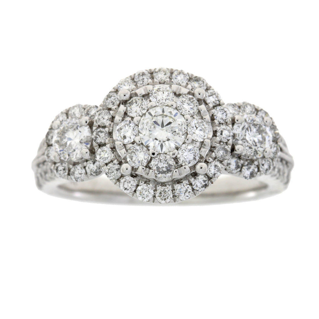 Natural 1.50ct Diamond 3 Stone Ring 14KT White Gold by Bids.com