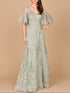 V-neck, Cape Sleeve Gown by Lara New York
