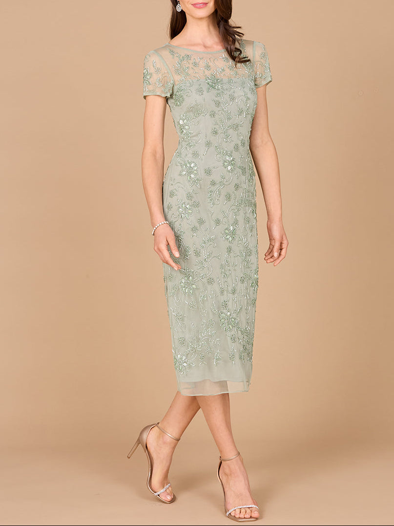Beaded Midi Dress with Cap Sleeves by Lara New York