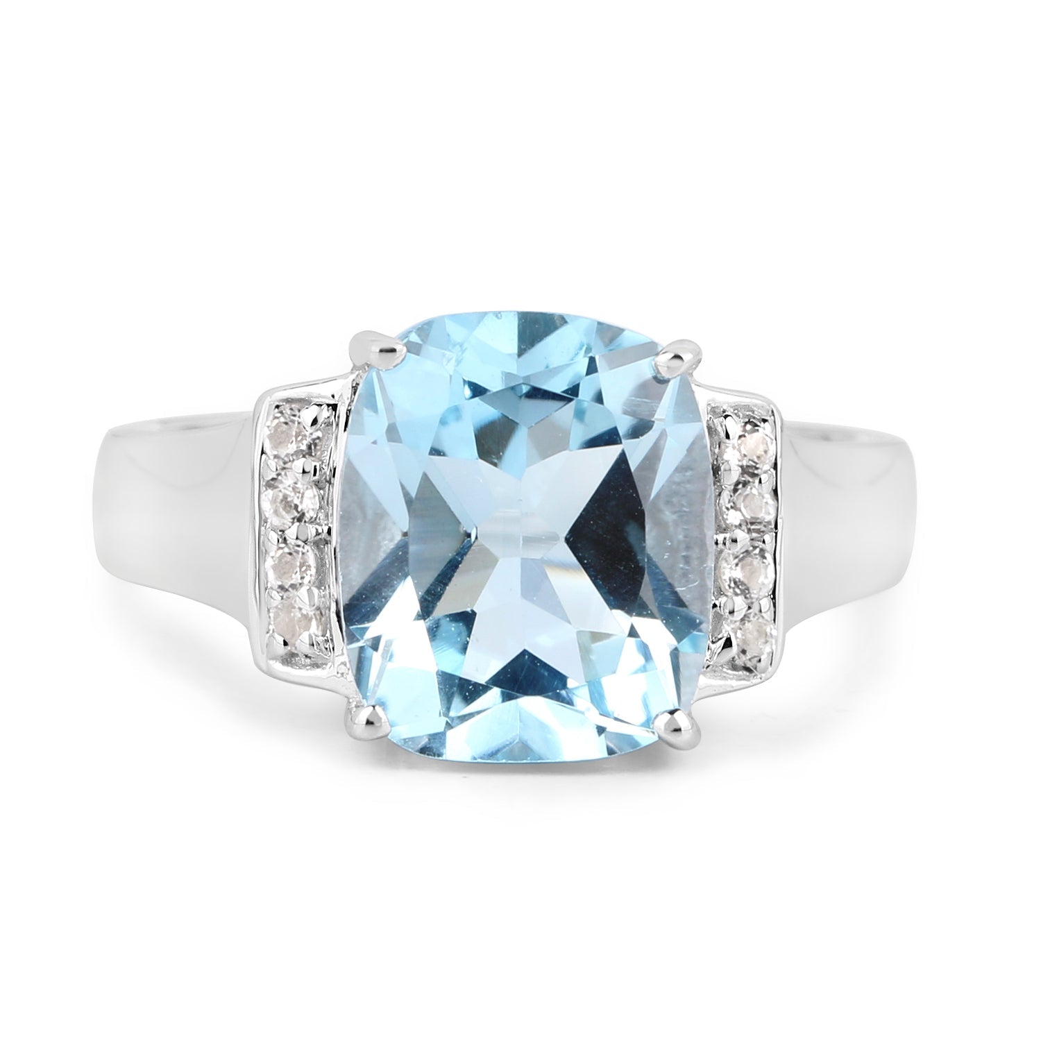 4.28 Carat Genuine Blue Topaz and White Topaz .925 Sterling Silver Ring by Bids.com