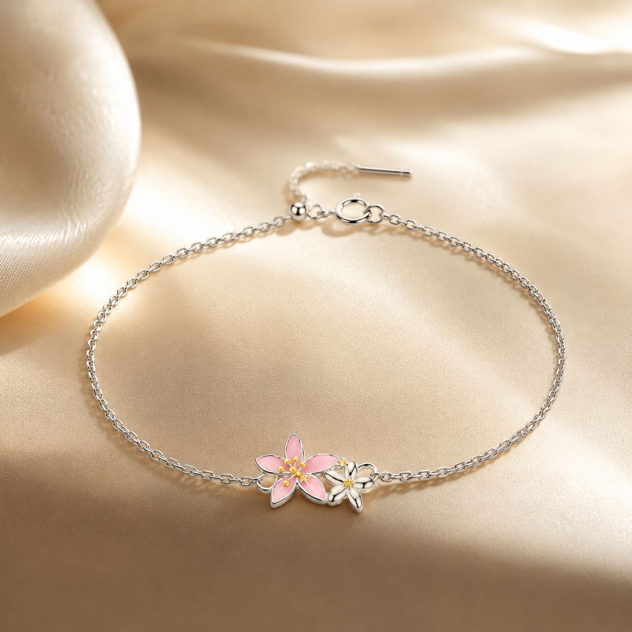 S925 Sterling Silver Adjustable Flower Bracelet for Women  DestGlow