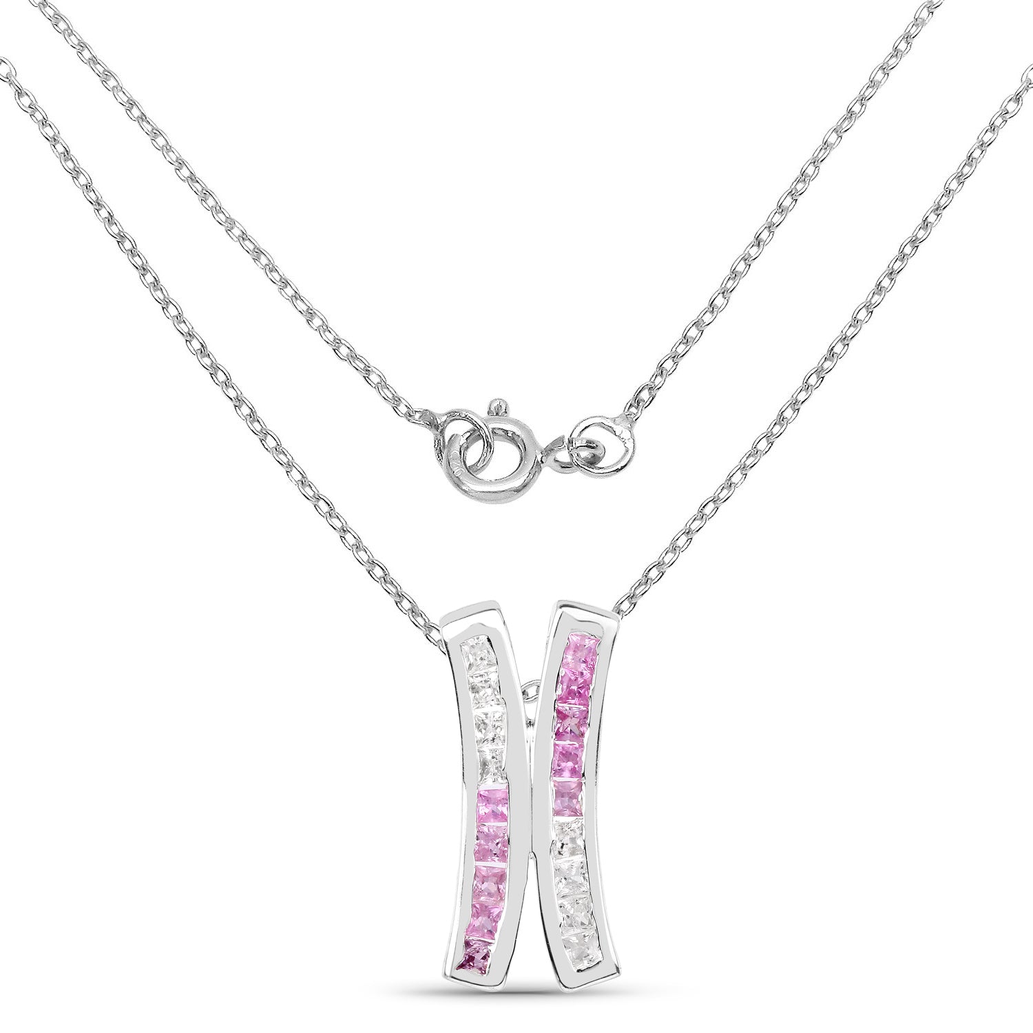 1.08 Carat Genuine Pink Sapphire and White Sapphire .925 Sterling Silver Pendant by Bids.com