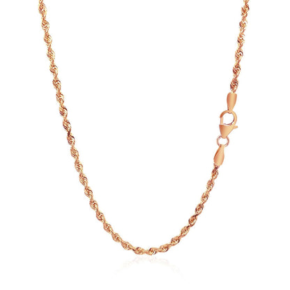 14k Rose Gold Solid Diamond Cut Rope Chain (2.30 mm)  DestGlow