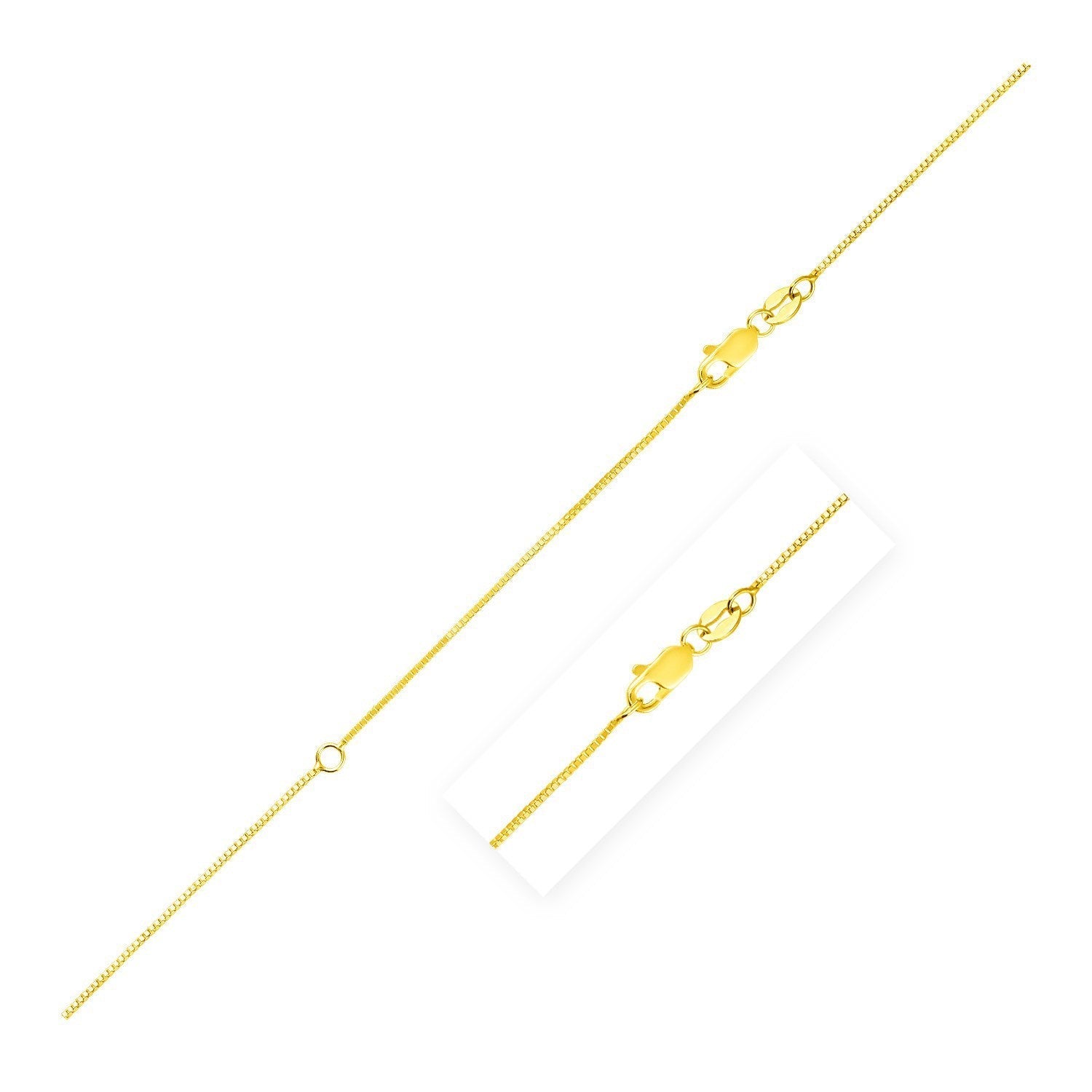 Extendable Box Chain in 14k Yellow Gold (0.7mm)  DestGlow