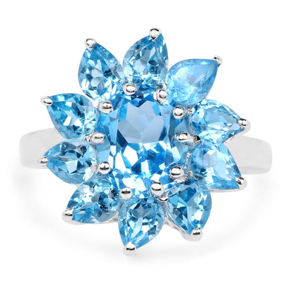 6.35 Carat Genuine Swiss Blue Topaz .925 Sterling Silver Ring by Bids.com