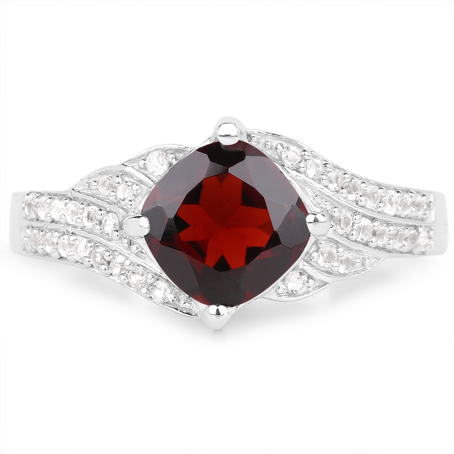 1.67 Carat Genuine Garnet and White Topaz .925 Sterling Silver Ring by Bids.com