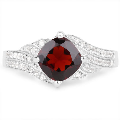 1.67 Carat Genuine Garnet and White Topaz .925 Sterling Silver Ring by Bids.com
