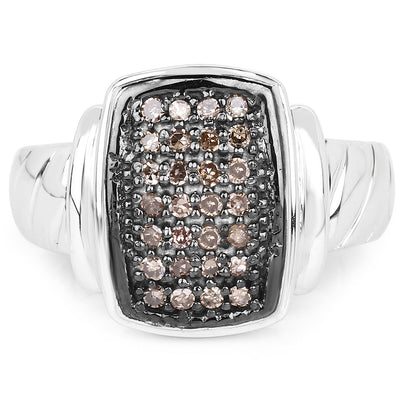 0.22 Carat Genuine Champagne Diamond .925 Sterling Silver Ring by Bids.com