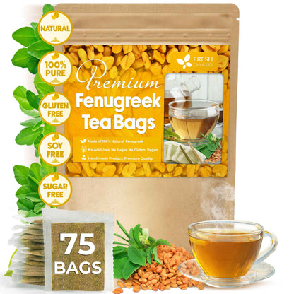 Premium Fenugreek Tea Bags. No Sugar, No Caffeine, No Gluten, Vegan. (30 Tea Bags)