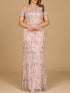 Off Shoulder Mermaid Gown with Short Sleeves by Lara New York