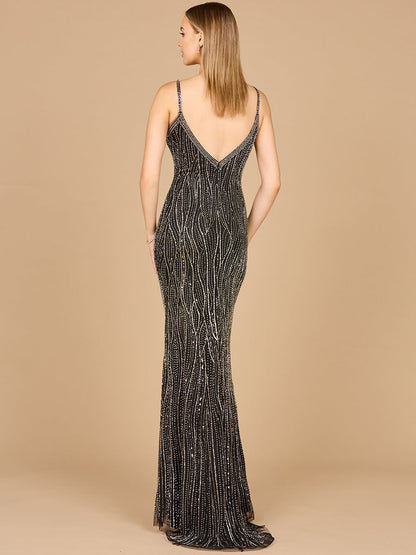 V-Neck Fitted Gown - OUTLET by Lara New York