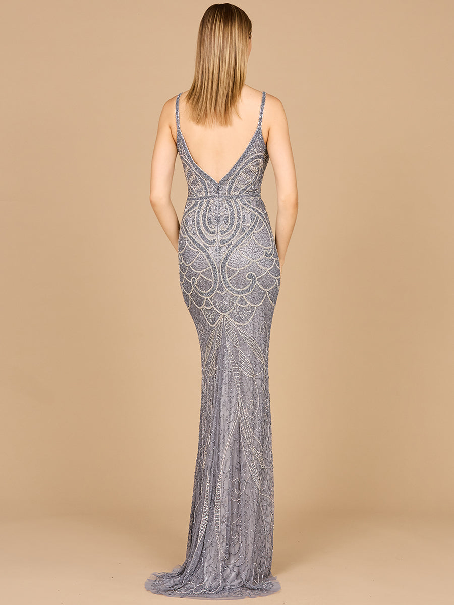V-Neck Fitted Gown by Lara New York