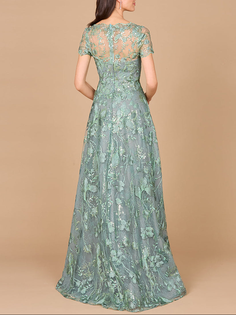 Tonal Lace Ballgown by Lara New York
