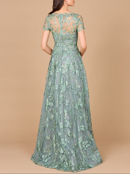 Tonal Lace Ballgown by Lara New York