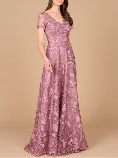 Tonal Lace Ballgown by Lara New York