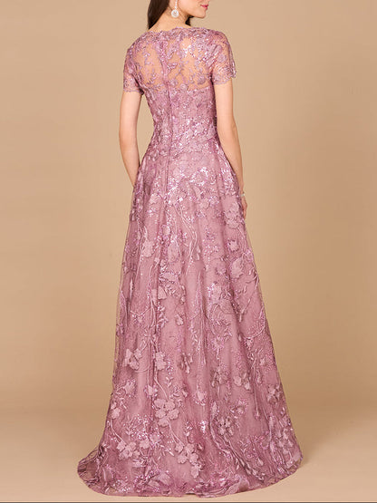 Tonal Lace Ballgown by Lara New York