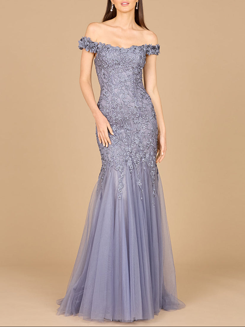 Off Shoulder Mermaid Gown by Lara New York