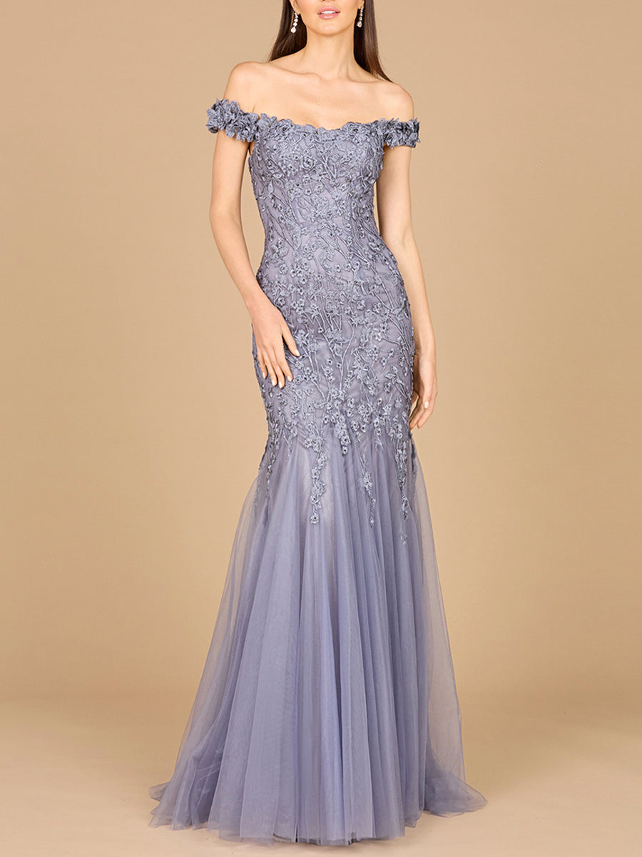 Off Shoulder Mermaid Gown by Lara New York