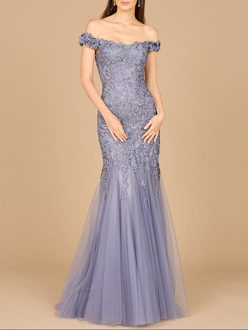 Off Shoulder Mermaid Gown by Lara New York