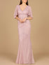 Cape Sleeve Beaded Gown by Lara New York