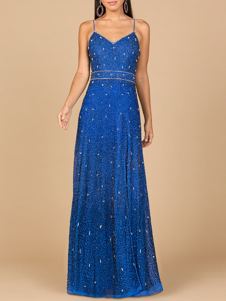 Ombre Beaded Gown - OUTLET by Lara New York