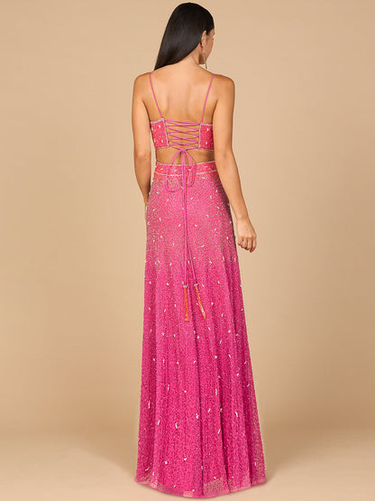 Ombre Beaded Gown - OUTLET by Lara New York